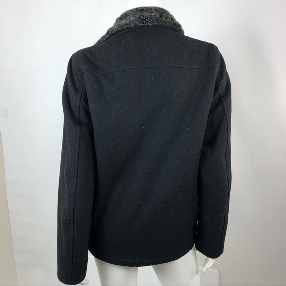 Women's Coat Black Michael Kors with Faux Fur Collar Wool Blend Sz Small - Picture 5 of 7